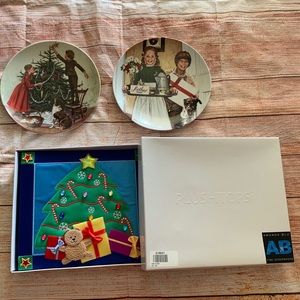Vintage Christmas Two Knowles Plates & Scrapbook